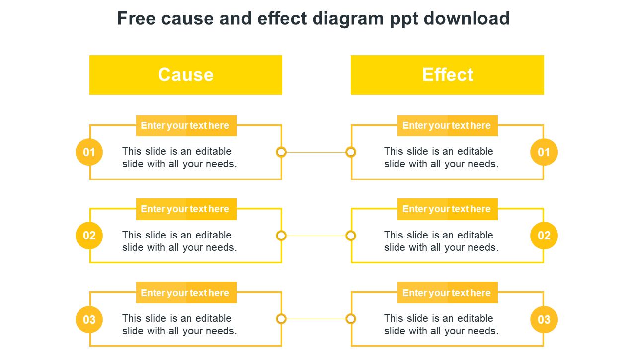 free cause and effect diagram ppt download-yellow